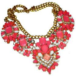 50s Coral Crystal Necklace