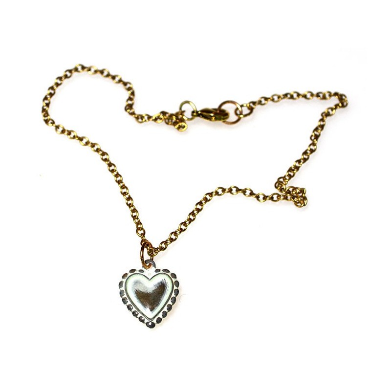 White Chocolate Patina Brass Heart Ankle Bracelet