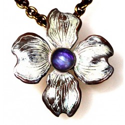 White Chocolate Patina Brass Dogwood Flower Pendant