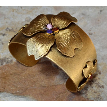 Antique Gold Dogwood Cuff Bracelet