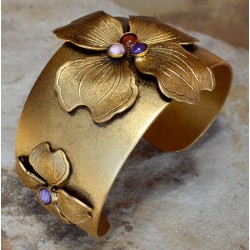 Antique Gold Dogwood Cuff Bracelet