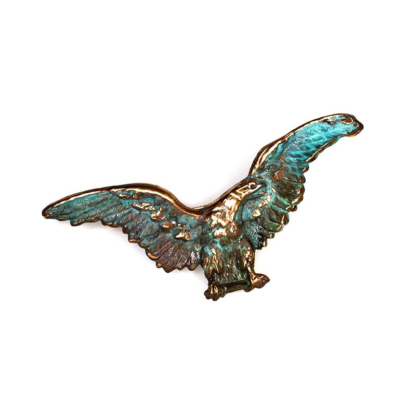 Verdigris Patina Solid Brass Large Eagle Pin