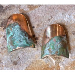 ET 892e Etched Patina Brass Tapered Barrel Earrings