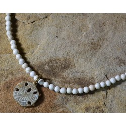 White Patina Brass Sand Dollar Necklace