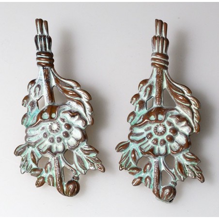 White Chocolate Patina Brass Floral Earrings
