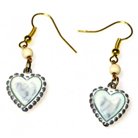 White Chocolate Patina Solid Brass Heart Earrings
