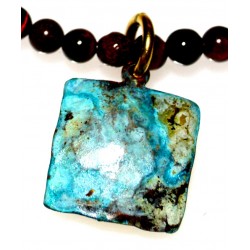 Verdigris Patina Hand Forged Brass Dimpled Necklace