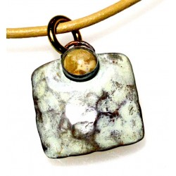 White Chocolate Patina Hand Forged Brass Dimpled Pendant