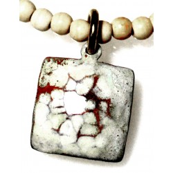 White Chocolate Patina Hand Forged Brass Dimpled Necklace - White Turquoise