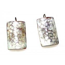 White Chocolate Patina Hand Forged Brass Dimpled Barrel Shaped Earrings