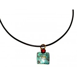 Verdigris Patina Hand Forged Brass Dimpled Pendant