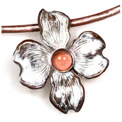 White Chocolate Patina Brass Dogwood Flower Pendant