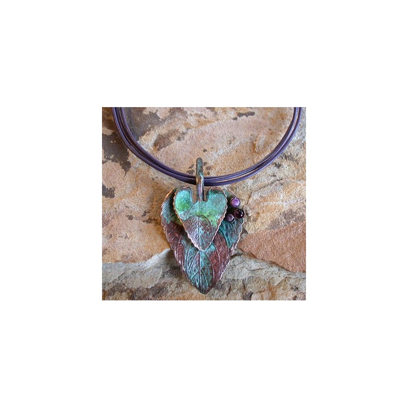 NP4603pd Verdigris Patina Amethyst, Charoite 