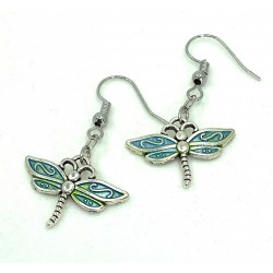 Blue Dragonfly Dangle Earrings