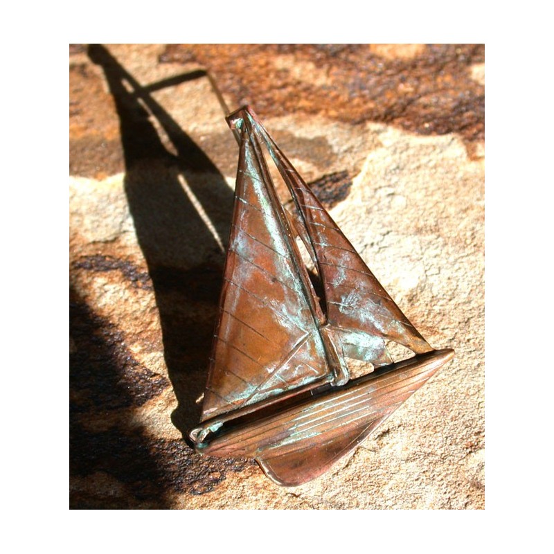 ECP 4940p Verdigris Patina Solid Brass Schooner Pin 
